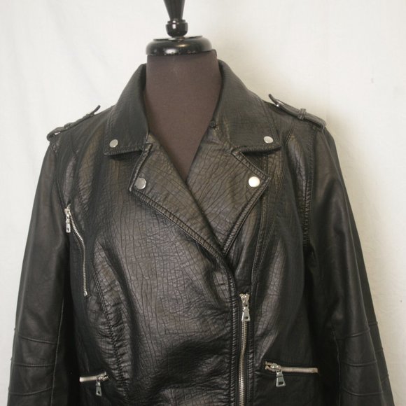 Synthetic Leather Bomber Jacket - Picture 2 of 6